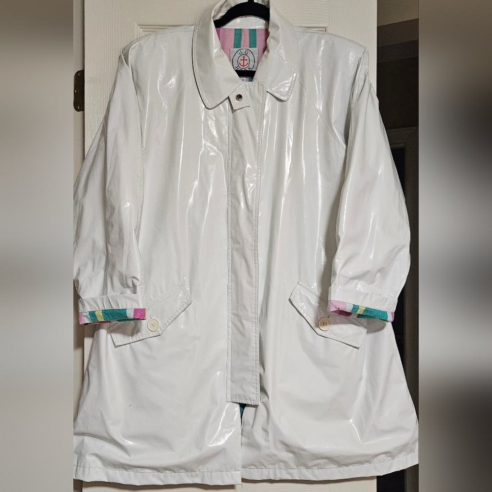 Vintage J.G. Hook White Rain Coat Size Medium